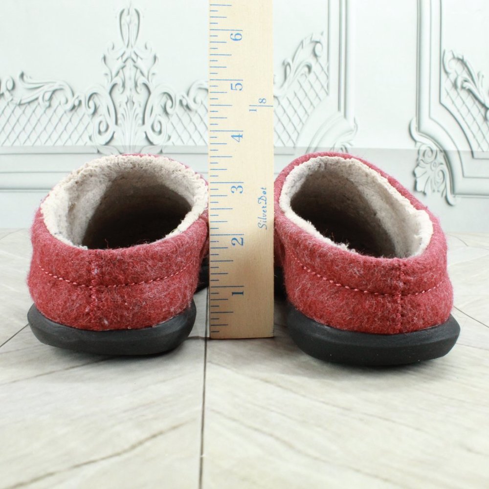 LL BEAN Women's Red Cat Motif Daybreak Scuffs Lined Wool Slippers Size 6 M - Picture 6 of 8